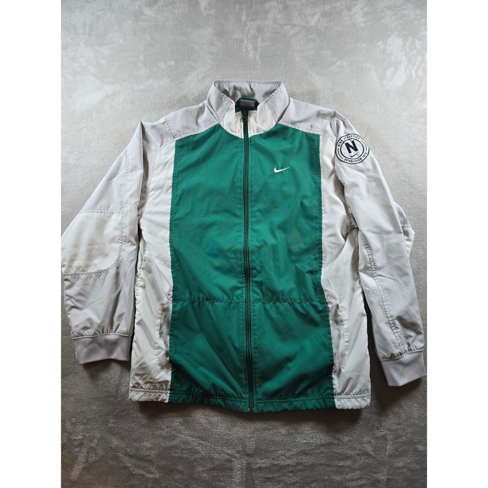 Vintage Nike Track Jacket Youth XL Mens S Green Full Zip Windbreaker Y2K *Read